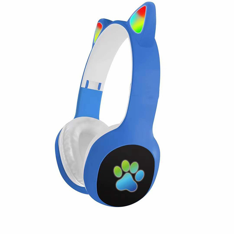 New KT48 cheap cat ear headset Bluetooth headset macaron cute luminous color changing wireless headset