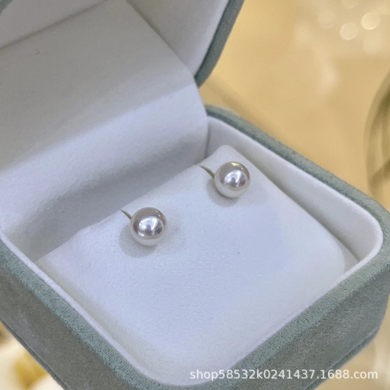 6-7mm天然海水akoya珍珠纯银耳钉珠素钉百搭款正圆细瑕批发团购