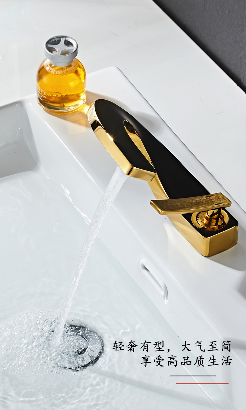 All-copper washbasin faucet, cold and hot water, bathroom washbasin, surface basin, countertop basin, washbasin, household faucet details Picture