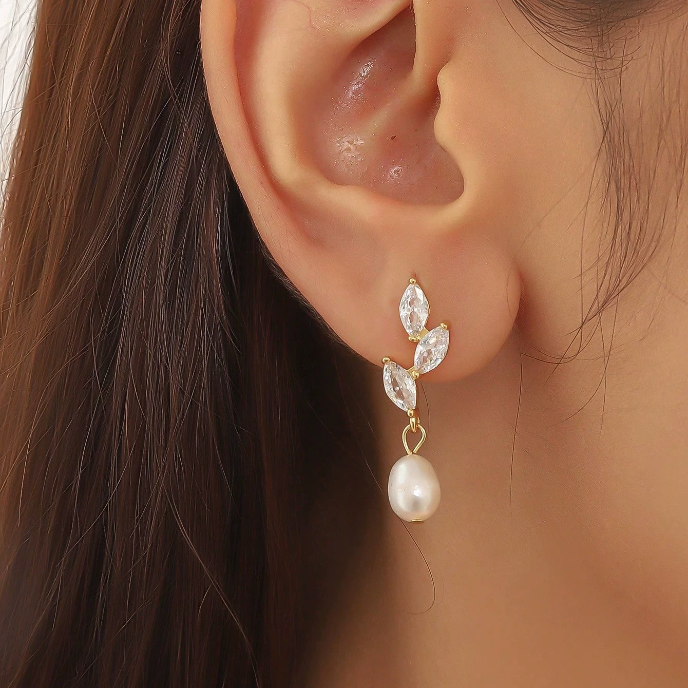 Модные серьги из жемчуга с Zirconia, аксессуар, (покупки за пределами страны), простой и элегантный дизайн, опт