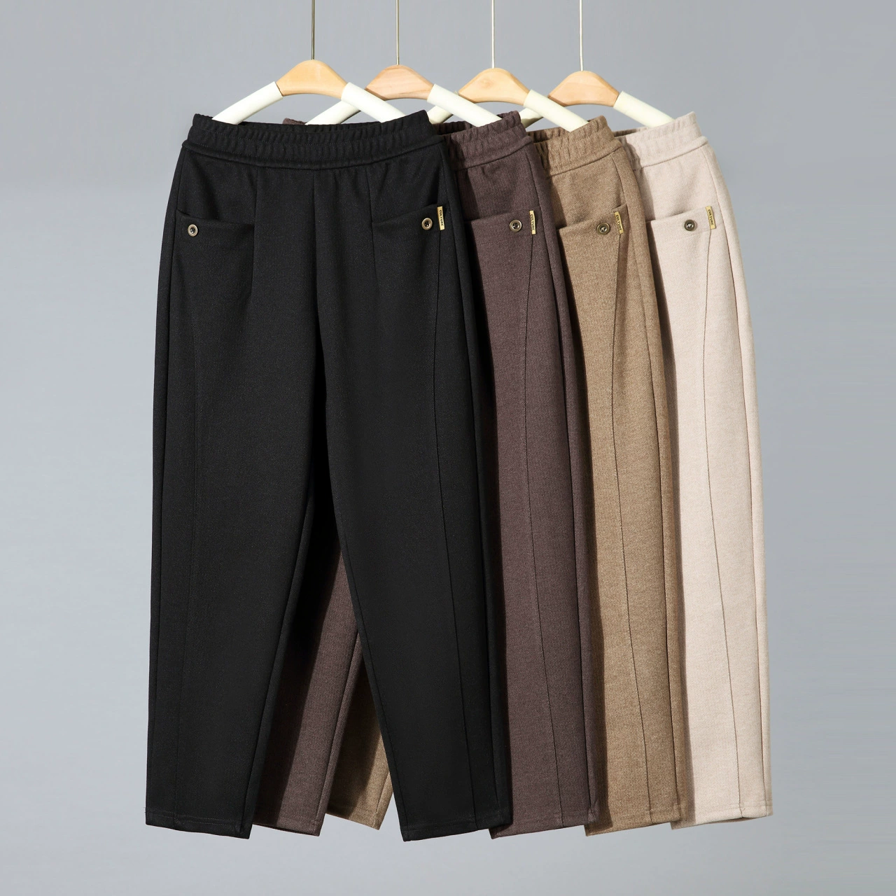 Брюки для мам на осень и зиму, длинные женские брюки для женщин среднего и пожилого возраста, свободные длинные брюки на весну и осень, шерстяные брюки для пожилых женщин, зимние.