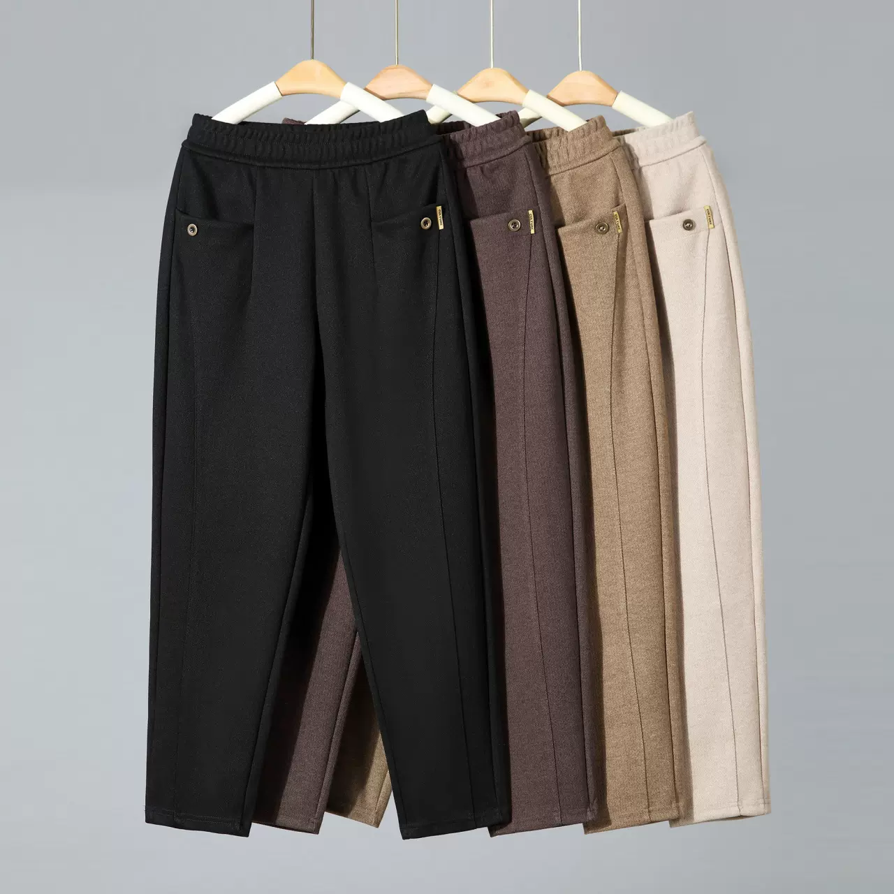 妈妈裤子秋冬季长款女裤中老年人春秋宽松长裤老太太毛呢裤子冬