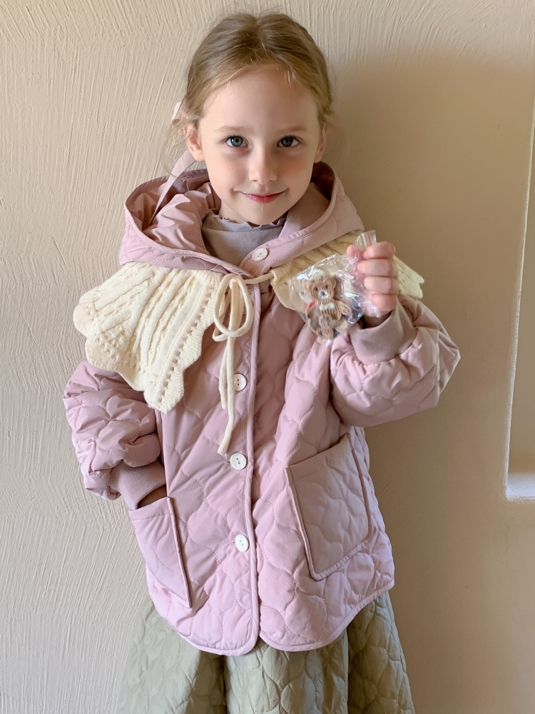 South Korean girls' cotton coats 2023 new children's winter wear baby hooded thick cotton jackets cotton coats stylish outerwear trendy