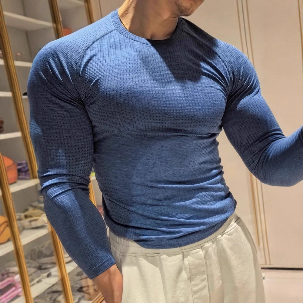 Men's Performance-Fit Round Neck Base Layer Quick-Dry Nylon Blend Athletic Tee For Gym And Outdoor 6 Mineral Tones Raglan Sleeve Anti-Odor_voghion.com