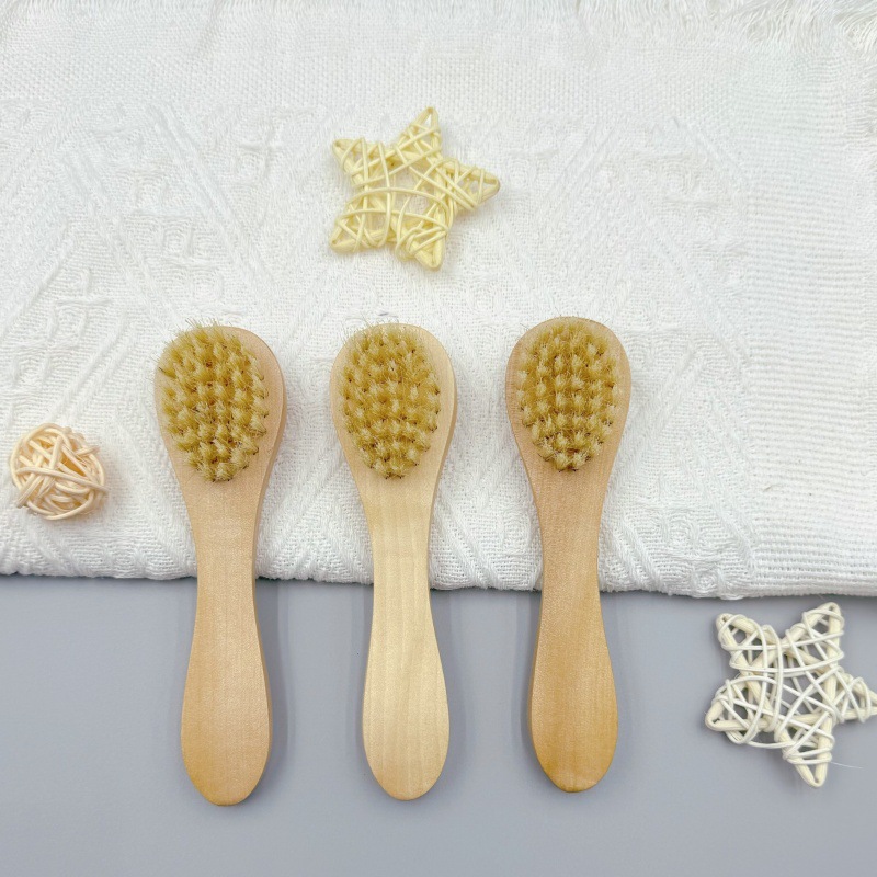 Cepillo de limpieza de cerdas de cerdo de grano cepillo de limpieza facial poros de limpieza profunda cepillo de mango corto cepillo de cara pequeña cepillo de lavar la cara cepillo de cerdas naturales