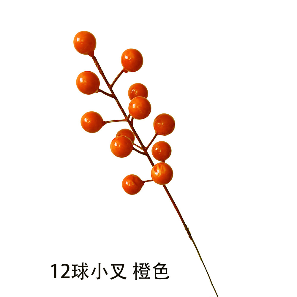 Baya de simulación de Navidad dorada, espolvorear agujas de cedro, decoración de flores de Año Nuevo, fruta roja, fortuna, accesorios de barril de frutas al por mayor