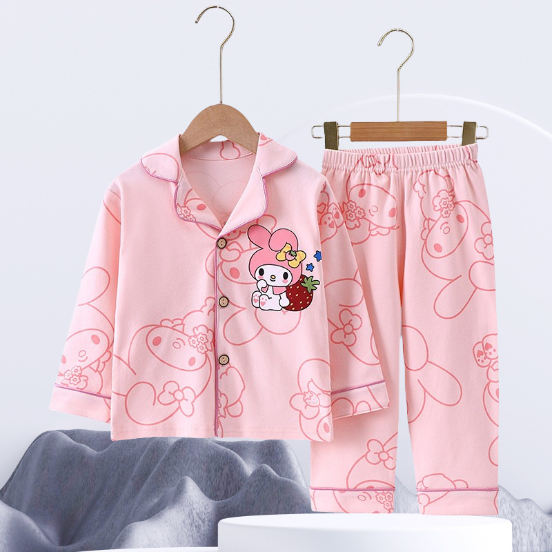 100% Cotton Children's Pajamas Pure Cotton Cartoon Home Clothes for Boys and Girls Spring and Autumn Children's Cute Long Sleeve Pure Cotton suit