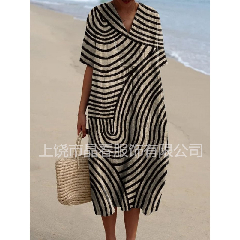 Cross-border independent website women's casual long-sleeve dress with marine life print