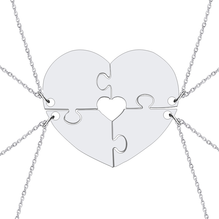 Rodinný darčekový set šperkov z dvoch, troch a štyroch kusov, kombinovaný s príveskom na kľúče, ktorý je možné gravírovať._voghion.com