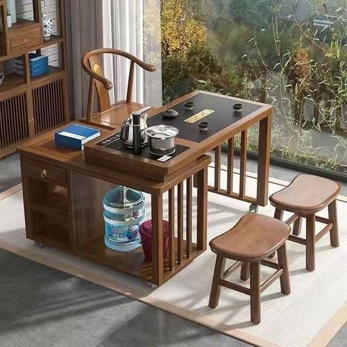 Solid Wood Rotating Tea Table for Home Use, Square Portable Small Tea Table, Balcony Tea Stand, Small Home Multifunctional Tea Table