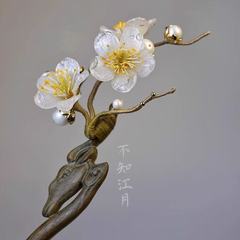 新中式甜美梅花发簪时尚小清新古风高级感汉服旗袍丸子头花朵发钗