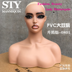 外国貿易のアマゾンの人気商品のかつらの頭のモデルの黒人の肩のモデルの新型は誇張して化粧します。