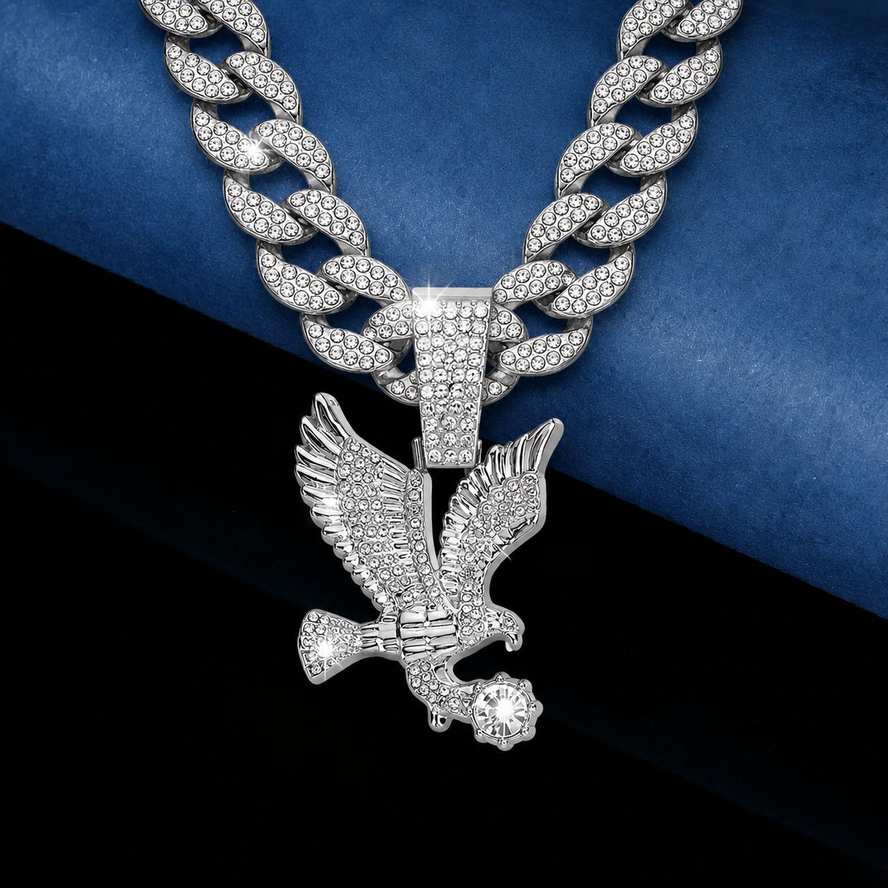 Hip-Hop moda europea y americana personalidad ala colgante de águila cubana collar de nicho para hombres y mujeres collar de joyería universal para hombres