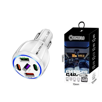 Dual-Line Car Charger 75W: Mobil şarj cihazları - 359-3usb-2pd-white-exquisite-large-carton