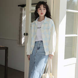 小清新拉链复古撞色运动外套女秋季新款设计感小众棒球服夹克上衣