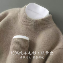 25年秋冬新款一线成衣100纯羊毛衫男士半高领七针加厚羊毛针织衫