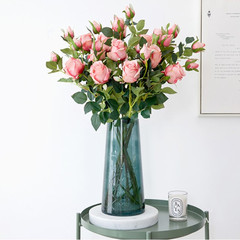 美式復古仿真花保加利亞玫瑰花束單枝客廳假花擺件花卉絹花花藝