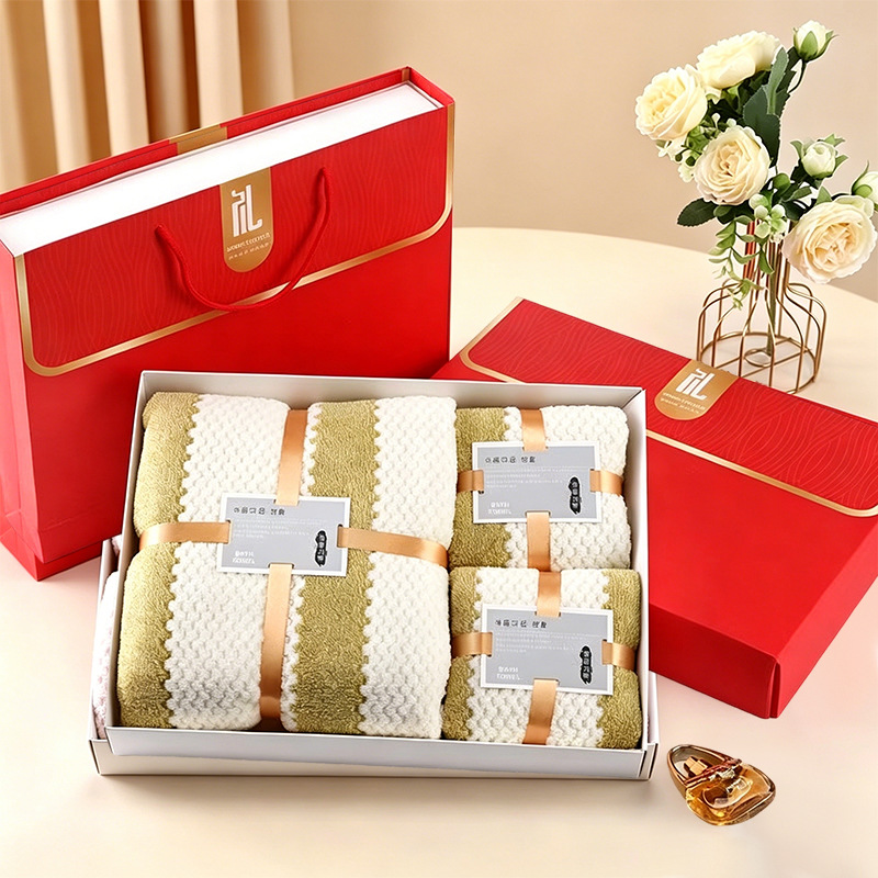 Caja de toallas de coral, toallas de coral, toallas de baño, eventos comerciales, regalos de bodas, regalos de regalo al por mayor