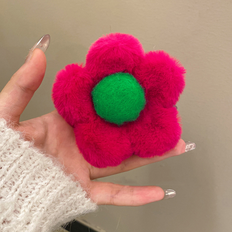 Plush Material Flower Pattern Pastoral Flower Plush Hair Claws