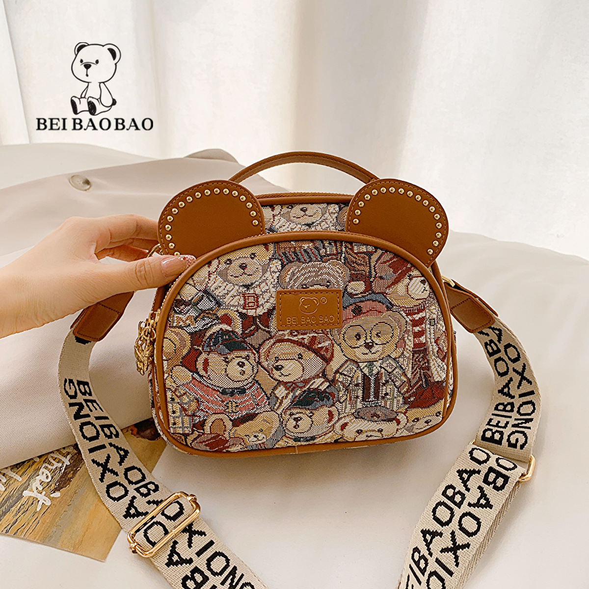 Beibao Source Factory Women 's Bag Sweet Bunny Bag popular moda bolso de nicho de hombro inclinado