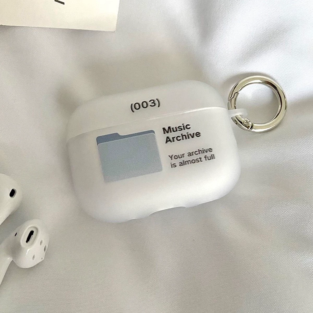 Protective case Apple AirPods, cartoon transparent folder design with keyring — fits multiple models