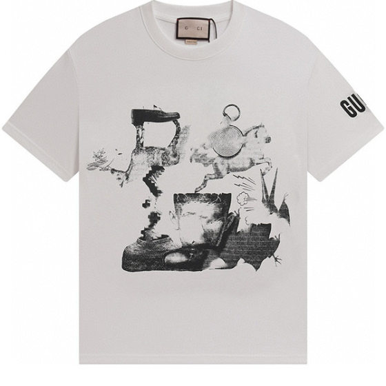 Gujia high version G home 25SS new color double G graffiti letter printing Joker short sleeve T-shirt for men and women