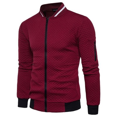 Amazon new pattern Men's Jacket zipper Stand collar Sweater coat jacket lattice Cardigan machining customized