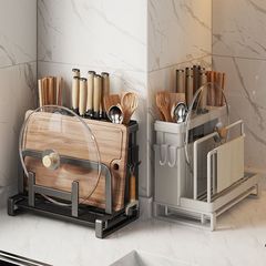 厨房刀架置物架菜刀砧板锅盖一体收纳架台面多功能菜板刀具放置架
