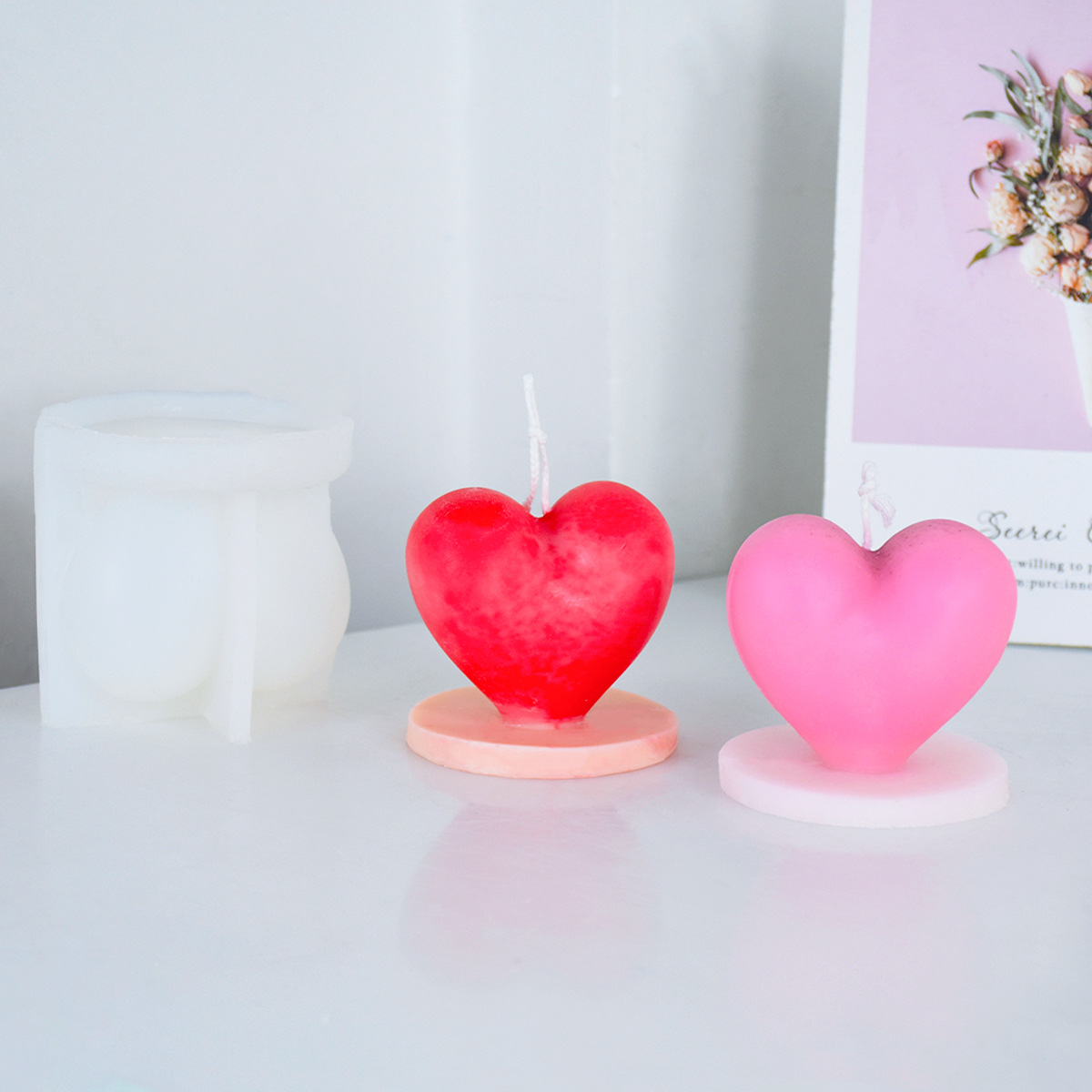 INS Día de San Valentín amor con base aromaterapia vela herramienta decoración atmósfera yeso decoración molde de silicona al por mayor