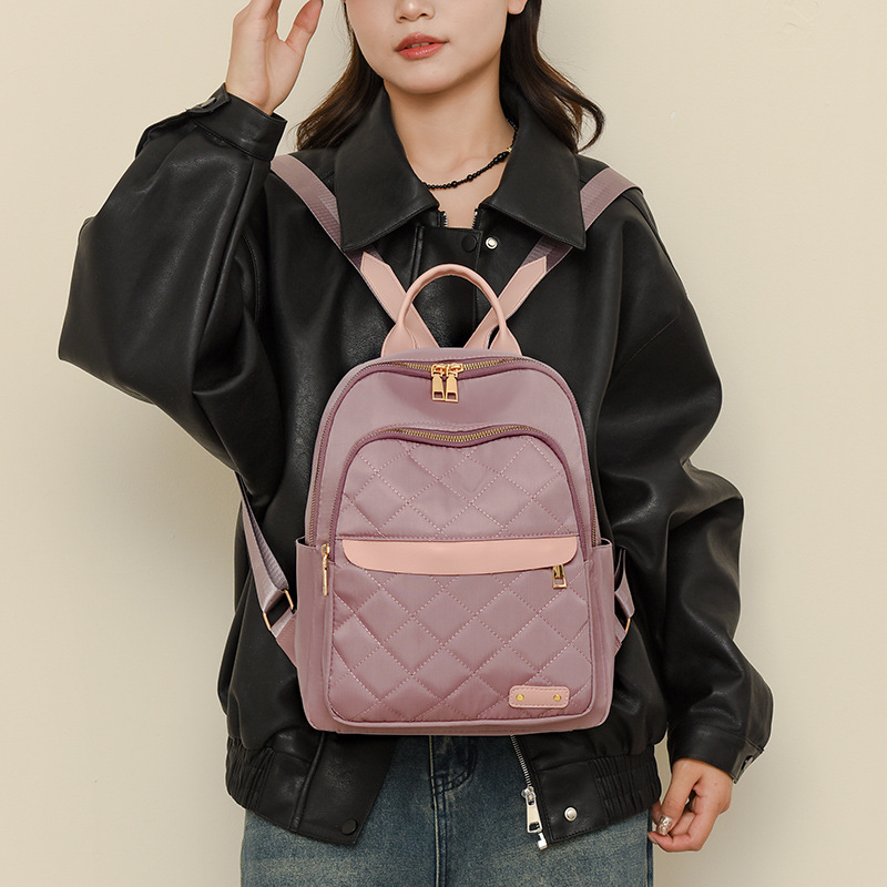 2024 nuevo estilo rombo tela Oxford mochila de viaje mochila doble para mujer de moda mochila de nailon mochila de ocio de gran capacidad