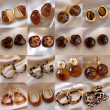 复古美拉德咖色系耳钉女高级感精致简约通勤风耳环耳饰小众设计感