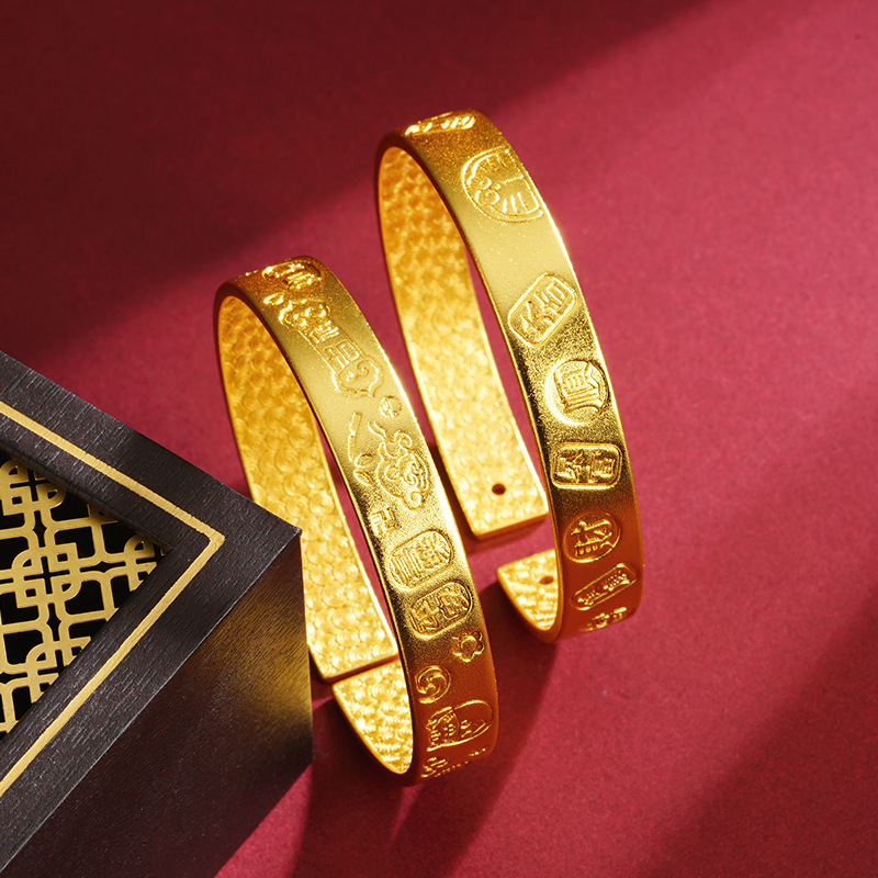 Vietnam arena oro suerte pulsera de dibujos animados Doraemon estilo chino textura aleación de cobre pulsera abierta suministro al por mayor