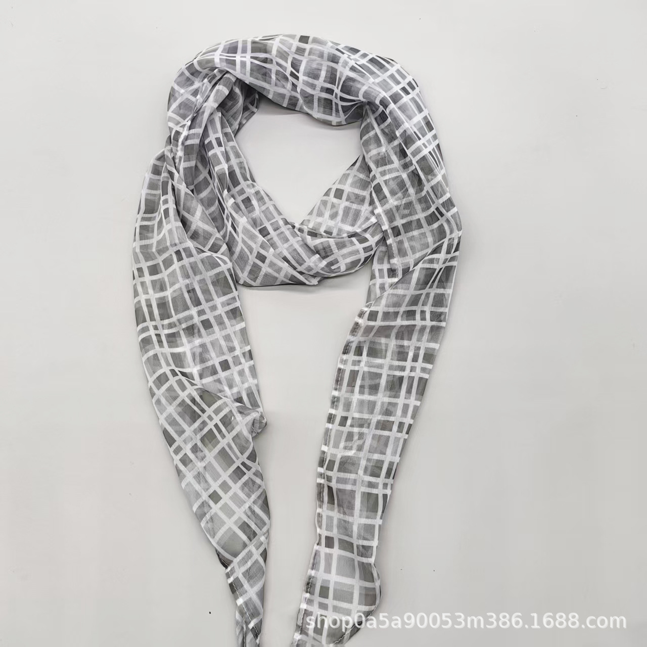 그레이 그린 체크 무늬 27*160cm