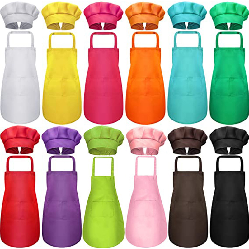 Cruz-frontera padre-niño traje delantal de los niños horneado sombrero impreso logotipo moderno simple publicidad delantal por mayor fábrica