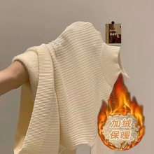 加绒毛衣女秋冬加厚一体绒内搭半高领打底衫2025新款保暖针织上衣