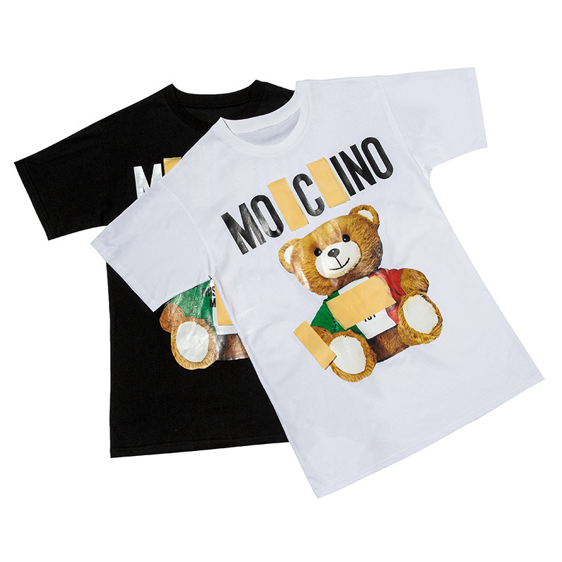 M + Casual Printed Teddy Bear T-shirt 2021 Summer New Short-sleeved Three-color Round Neck Shirt for Men and Women Star T-shirt Trendy M + Casual Printed Teddy Bear T-shirt 2021 Summer New Short-sleeved Three-color Round Neck Shirt for Men and Women Star T-shirt Trendy