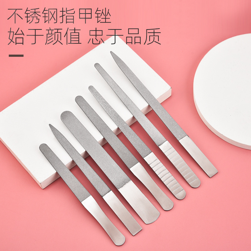 Manufacturer wholesale stainless steel file, gray and thick nail file, manicure and polishing tool, double-sided nail file