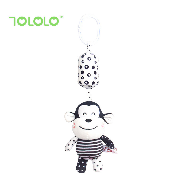 Juguete de educación temprana Happymonkey para bebés de 0 a 3 años, campana de cuna en blanco y negro, campana de viento, sonajero colgante para coche y cama.