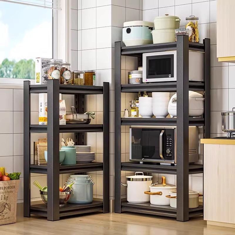 Estante de cocina Estante de almacenamiento de microondas Estante de almacenamiento de estante multicapa Estante de hierro de hendidura Estante de piso de sótano