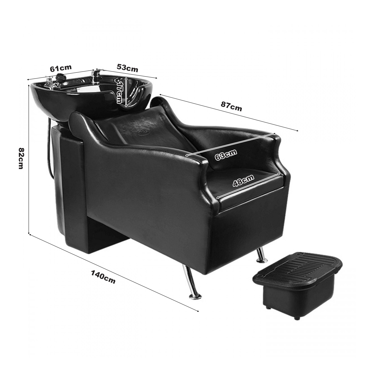 Cama de champú transfronteriza, salón de Pelo Semi-mentira, lavabo de cerámica, cuidado del cabello y cama de champú, terapia de medicina