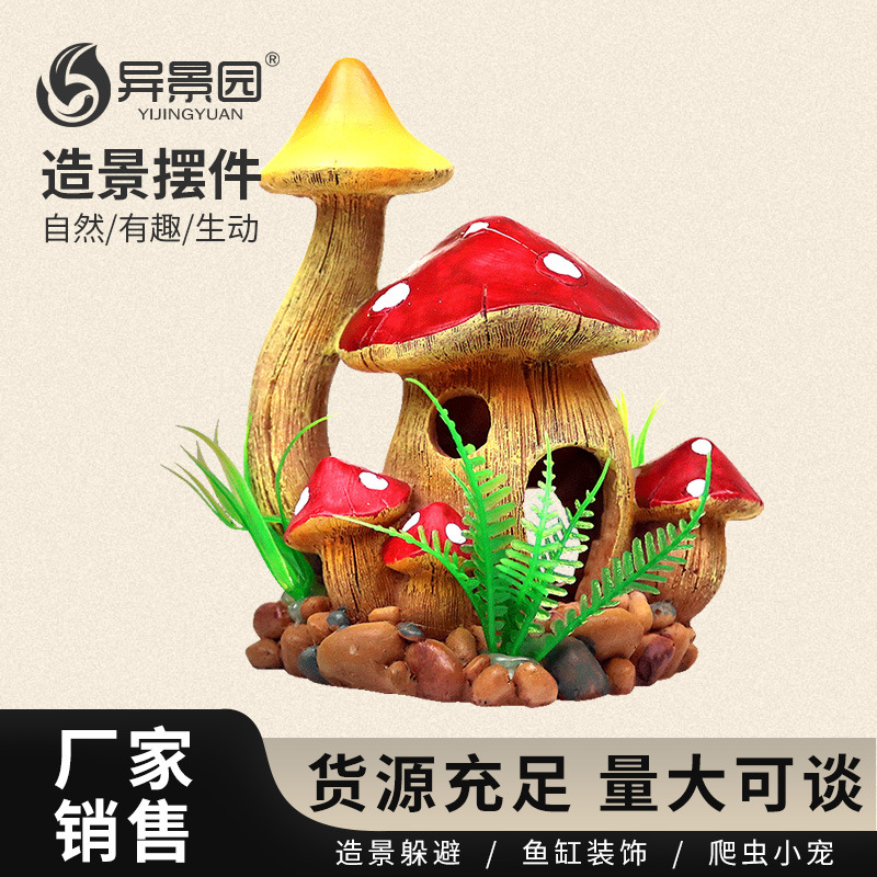 Decoración de Acuario Transfronteriza, Rocalla, Casa de Hongos, Paisajismo de Acuario, Decoración para Reptiles, Cueva para Insectos, Escondite para Tortugas