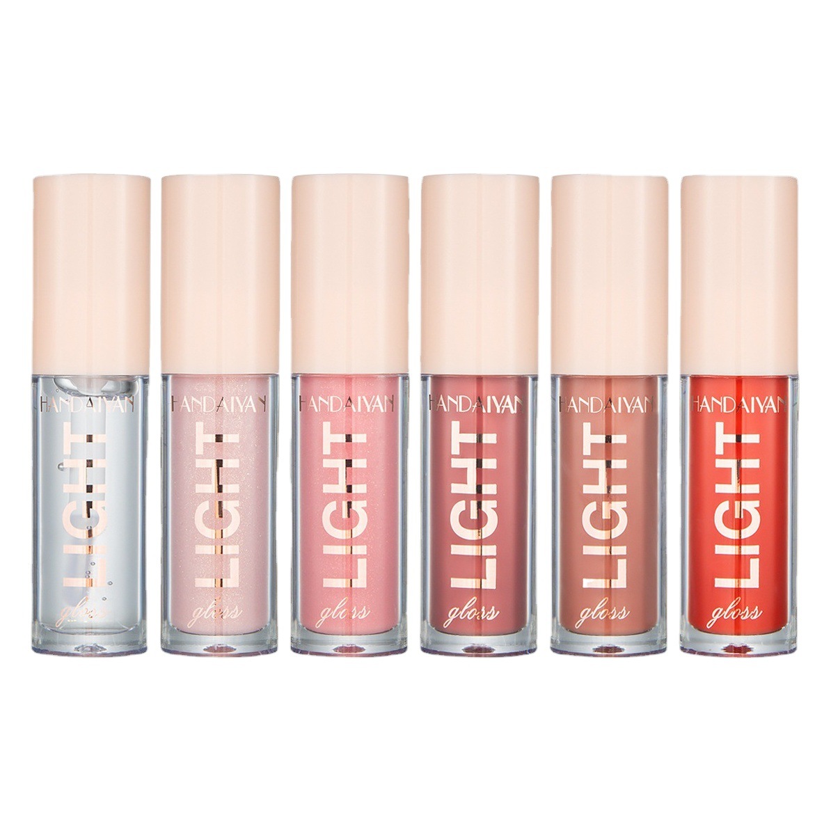 Brillo Labial HANDAIYAN, Brillo Labial Translúcido con Efecto Espejo, Laca Líquida, 12 Colores, Hidratante, Perlado