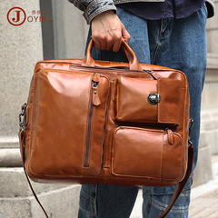 Advanced Business Leather Briefcase Men's Bag Multifunctional Retro Men's Dual Shoulder Bag 17-inch Laptop Men's Handbag