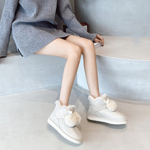 巨仁雪地靴女冬季2022年新款皮毛一體網紅加絨加厚羊毛真皮大棉鞋