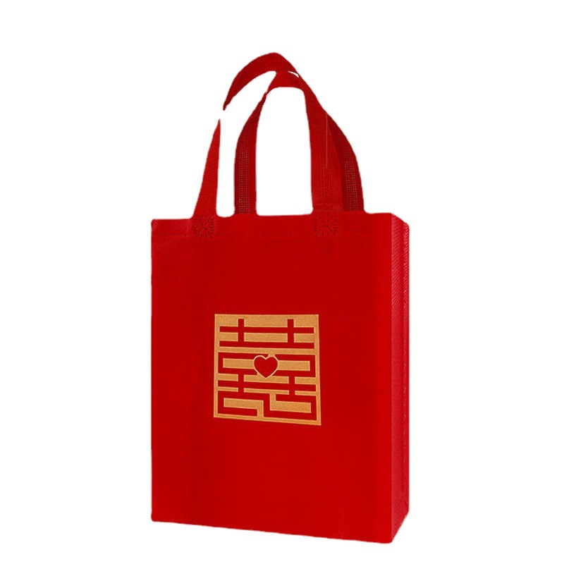 Bolso de boda no tejido rojo regalo impermeable bolsa de caramelo de boda grande caja de regalo de mano bolsa de regalo