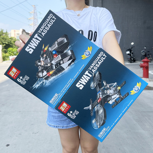 Children's Building Blocks Set Six-in-One Guardian Transport Fleet Assembly Toy Set Helicopter Armor Vehicle Building Blocks