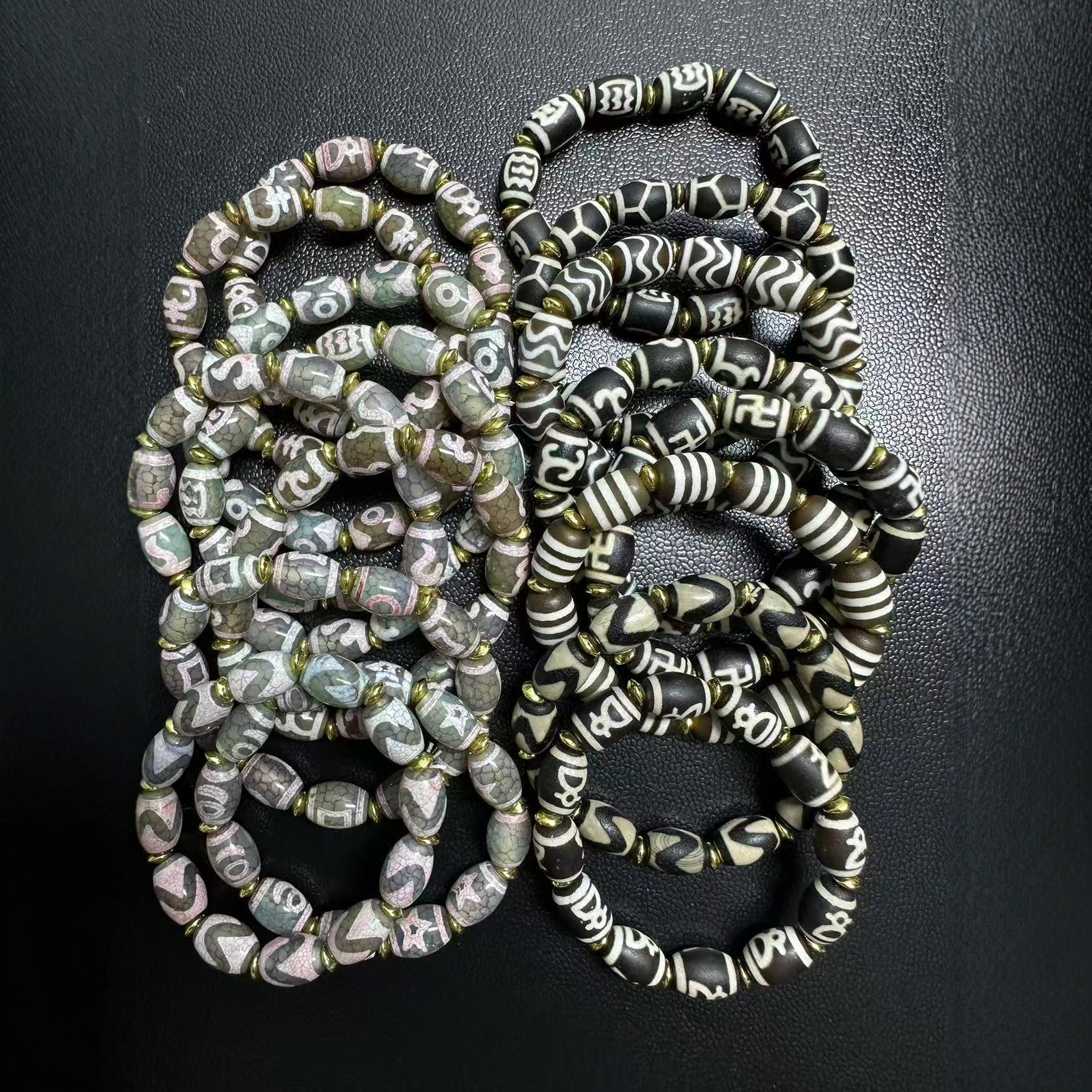 Xizang Dzi Bead Bracelet for Men and Women, Agate Multi-Totem Bracelet, Ethnic Style Jewelry Accessories, Dzi Bead Wholesale