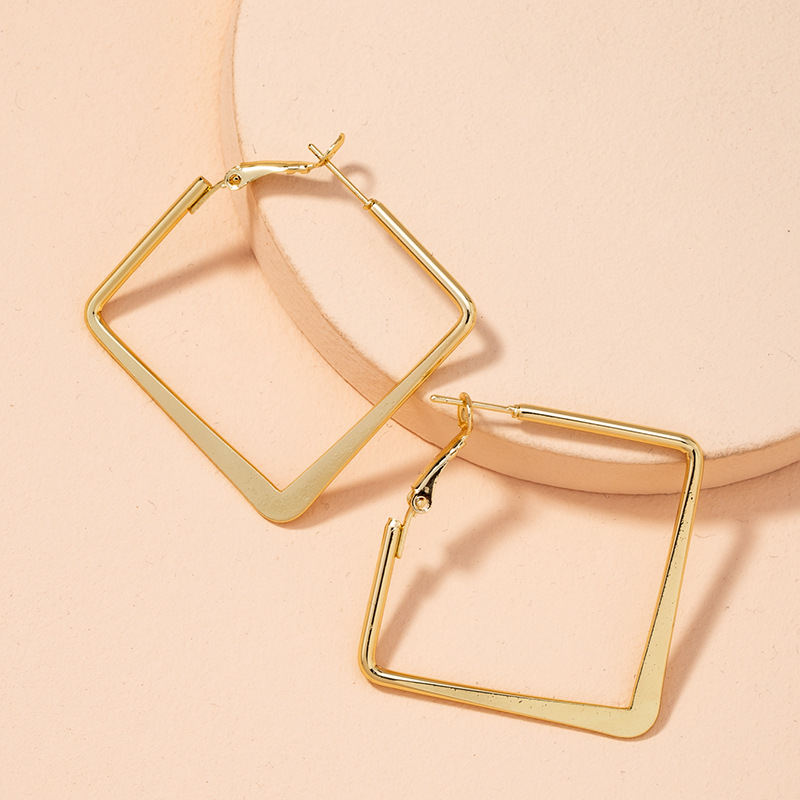 new exaggerated geometric square earrings