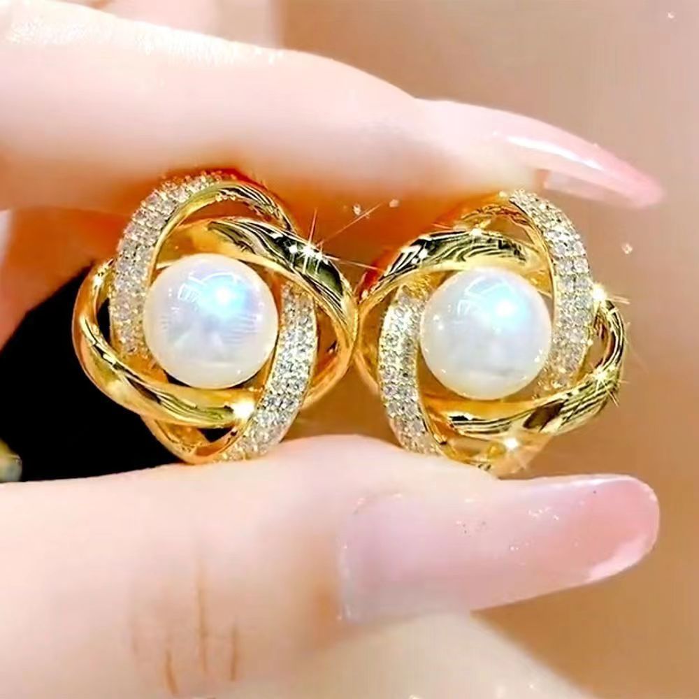 Brincos de pérolas elegantes para mulher com prata de lei_voghion.com