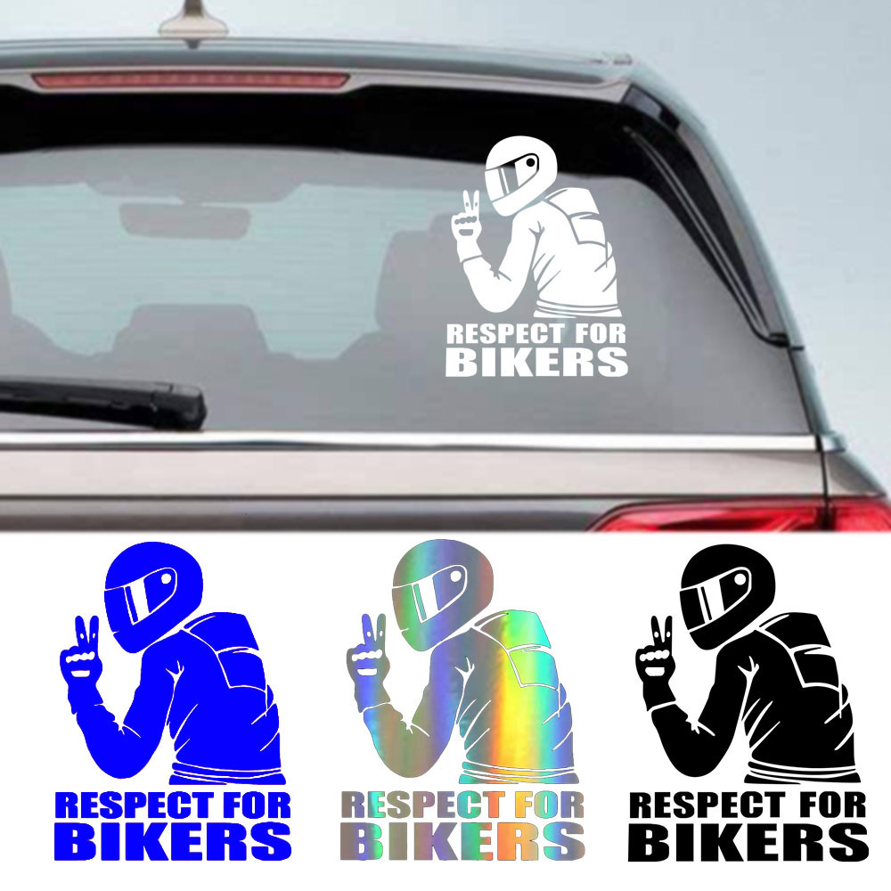 外贸Respect for Bikers摩托车车贴创意镭射车身贴个性反光装饰贴